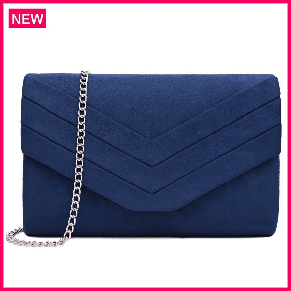 Suede Envelope Evening Clutch with Removable Shoulder Chain, Large Capacity